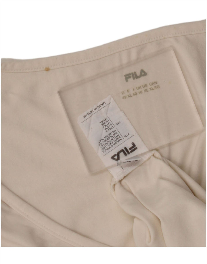 T-shirt da donna FILA Top UK 16 grande nylon bianco sporco