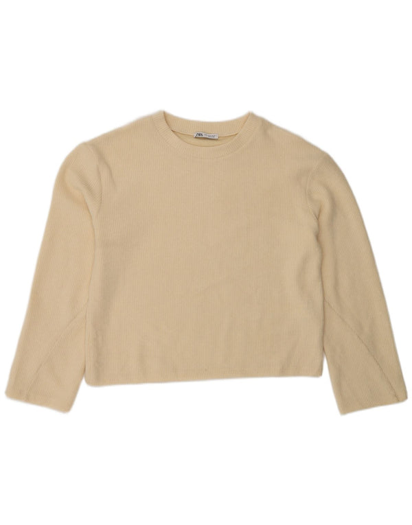Top Zara da donna a maniche lunghe UK 14 Poliestere beige medio
