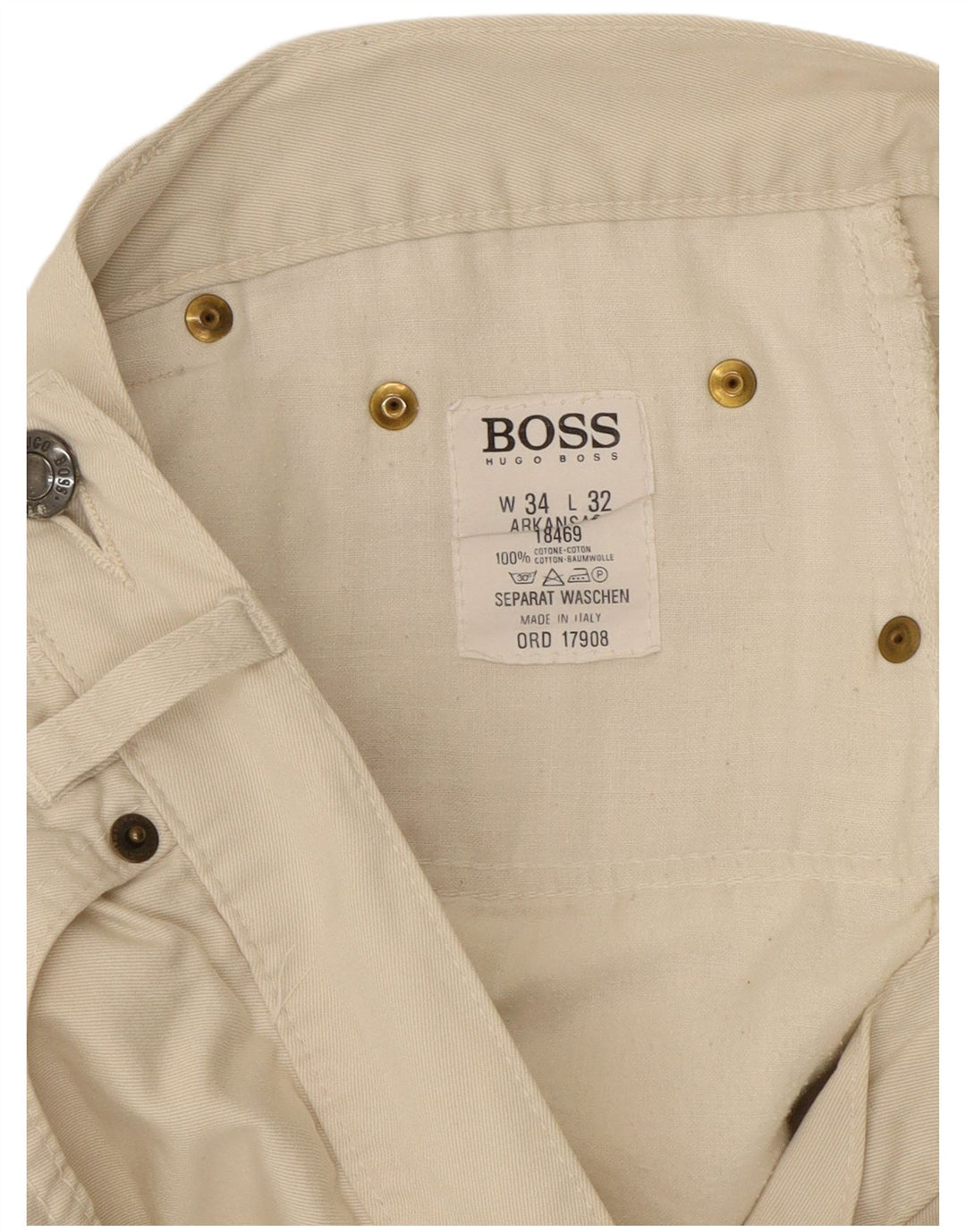 Jeans affusolati Arkansas da uomo HUGO BOSS W34 L32 cotone bianco