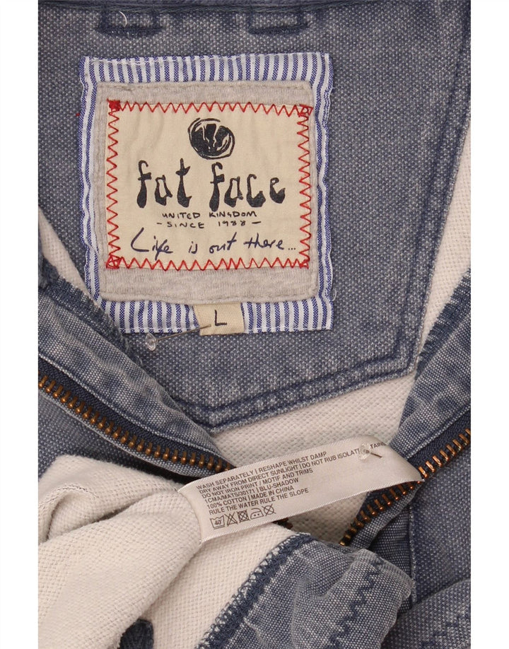 Felpa da uomo con collo con zip Fat Face, maglione grande, cotone blu