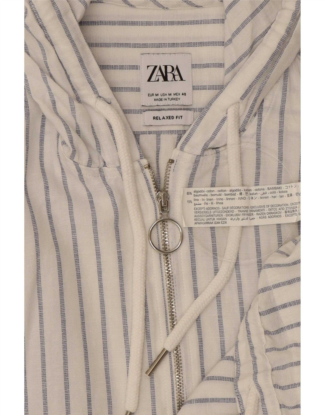 Camicia pullover da uomo con vestibilità comoda e cappuccio Zara in cotone gessato blu medio