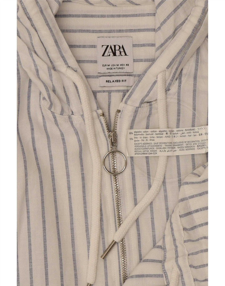 Camicia pullover da uomo con vestibilità comoda e cappuccio Zara in cotone gessato blu medio