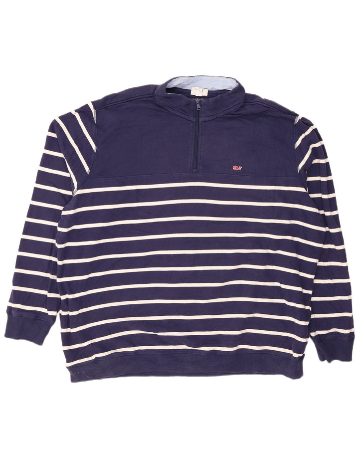 VINEYARD VINES Felpa da uomo con collo con zip, maglione 2XL a righe blu navy