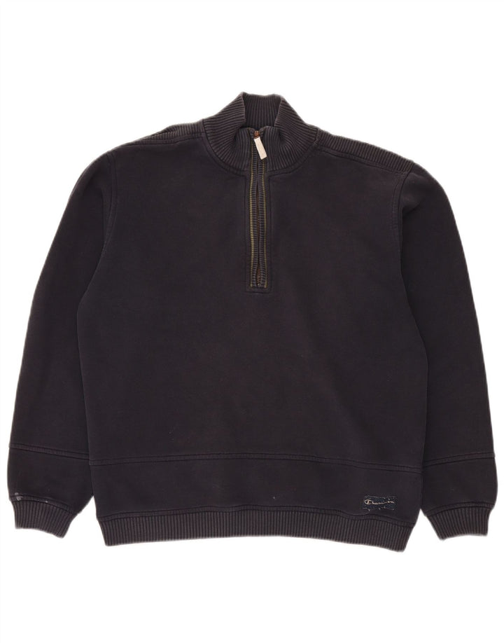 Felpa Champion da uomo con zip e collo, maglione grande, blu navy