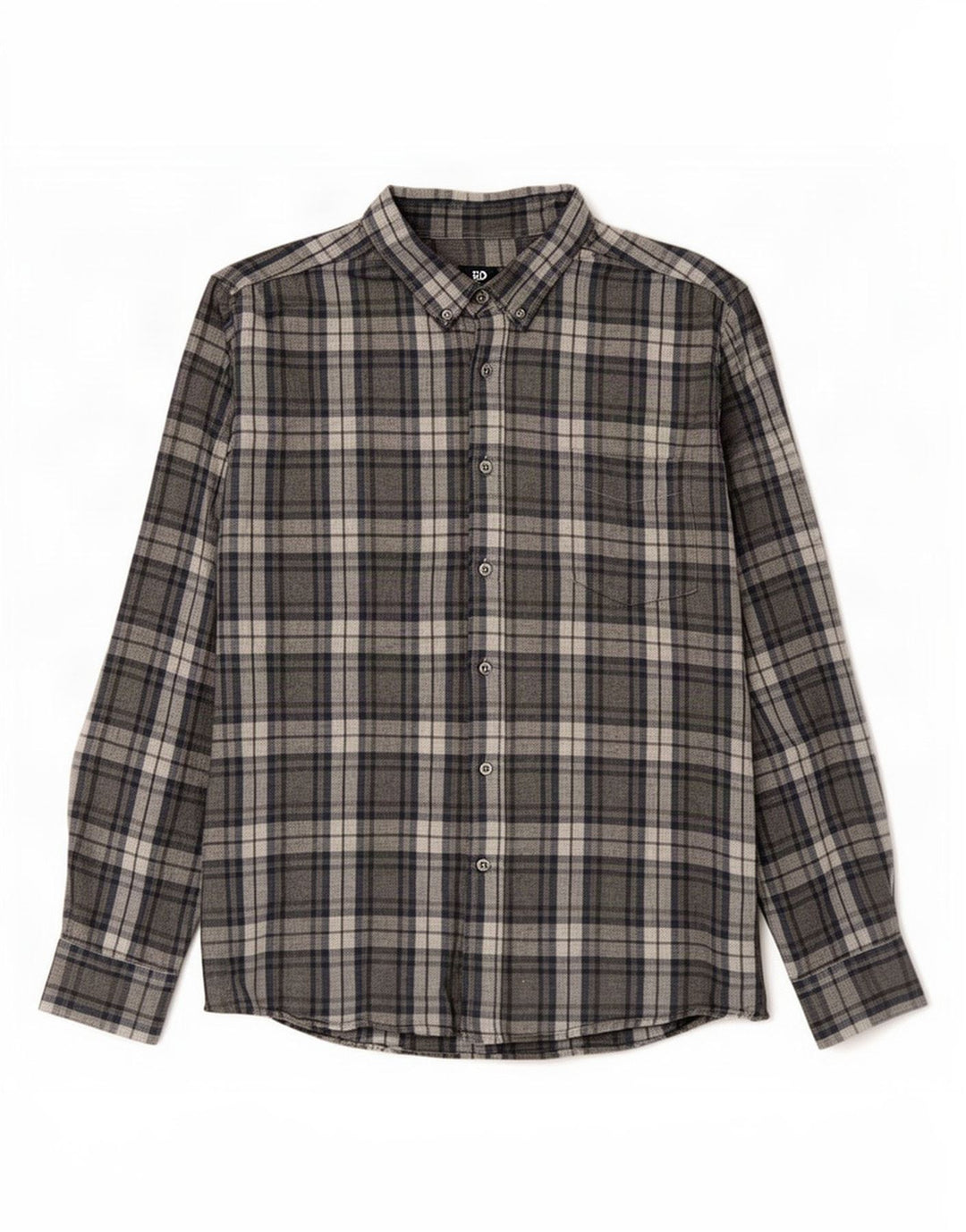Camicia da uomo in flanella dalla vestibilità regolare di Dack XL in cotone a quadri grigio
