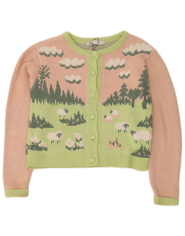 Maglione cardigan corto dalla vestibilità comoda da donna Zara UK 10 Small Pink Novità