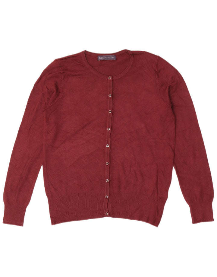 Maglione cardigan da donna Marks & Spencer UK 10 piccolo marrone viscosa