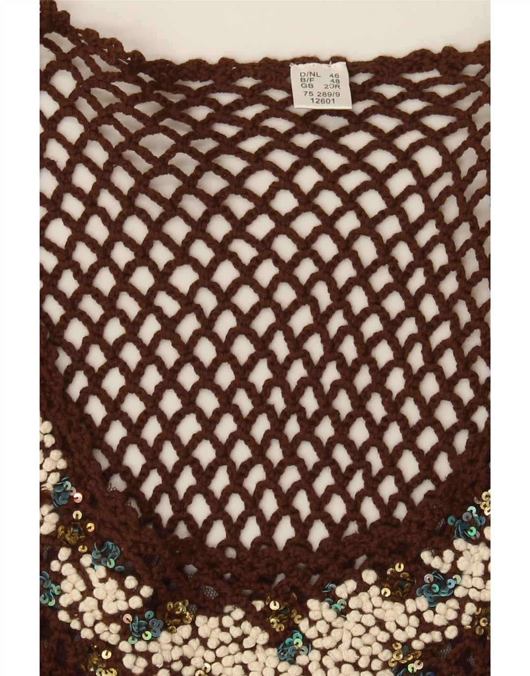 VINTAGE Womens Crochet Tunic Top UK 20 2XL Brown Vintage Vintage and Second-Hand Vintage from Messina Hembry 