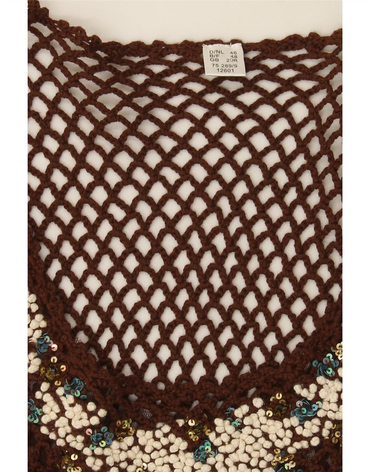 VINTAGE Womens Crochet Tunic Top UK 20 2XL Brown Vintage Vintage and Second-Hand Vintage from Messina Hembry 