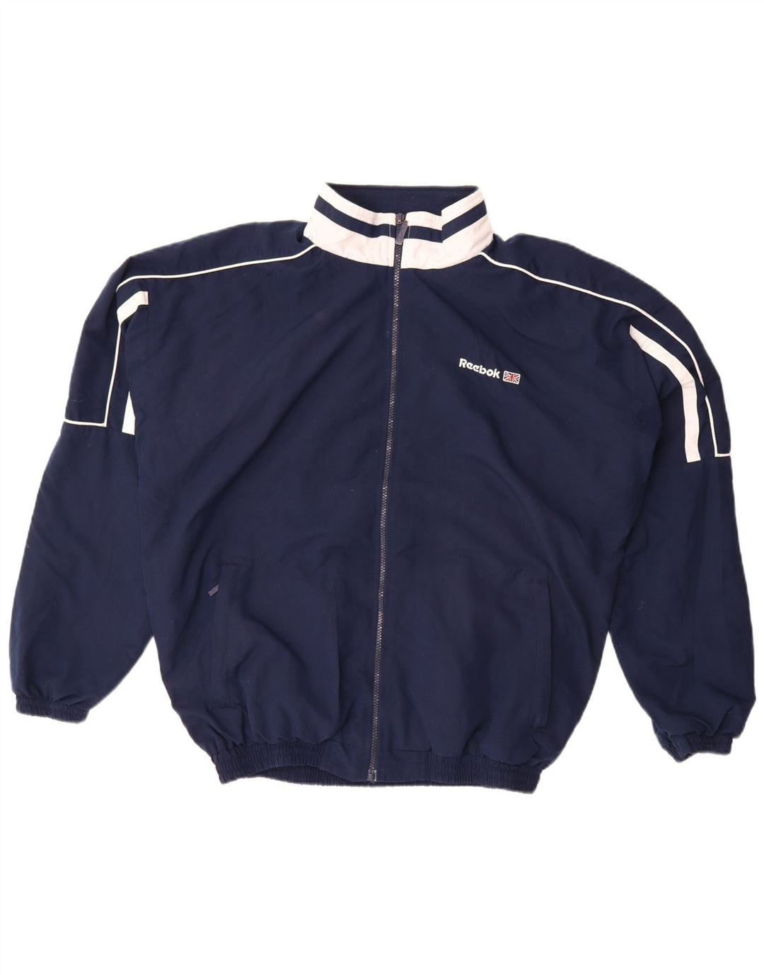 Giacca Reebok da uomo con grafica grafica, grande, color block blu navy