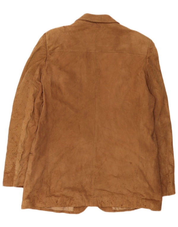Giacca blazer a 2 bottoni in pelle scamosciata da donna Anfor IT 52 2XL Pelle beige