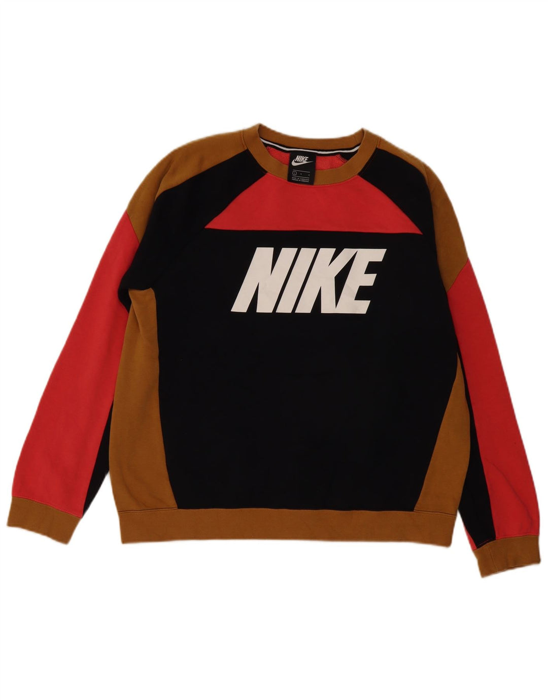 Felpa grafica da uomo Nike, maglione grande, in cotone color block multicolore