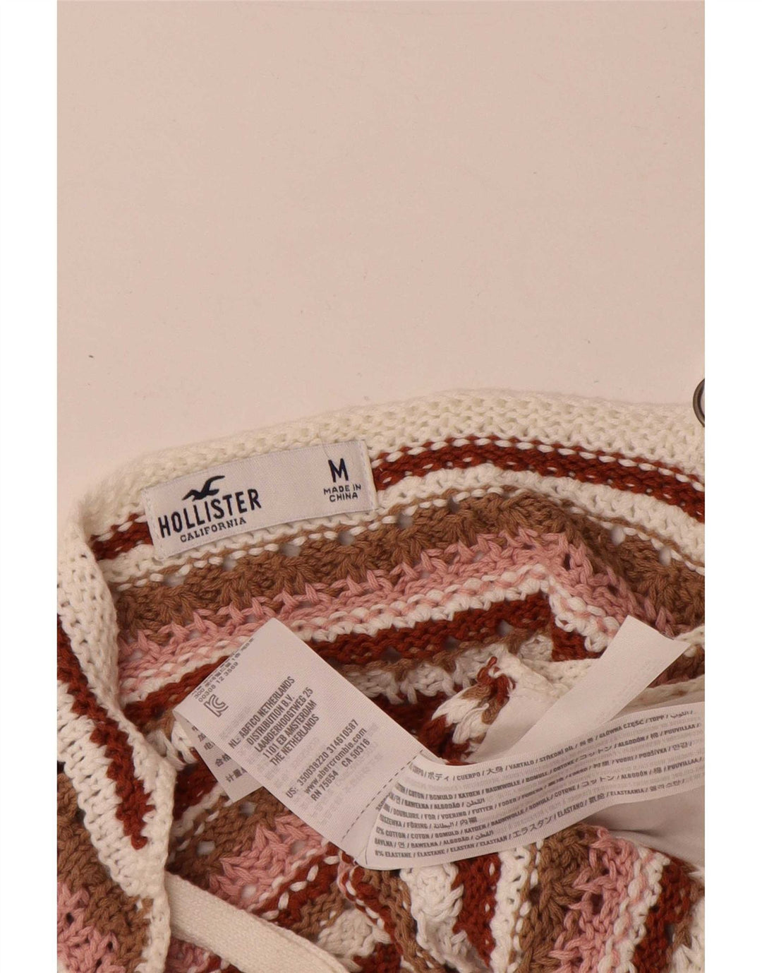 Top corto in maglia da donna Hollister UK 12 cotone a righe multicolore medio