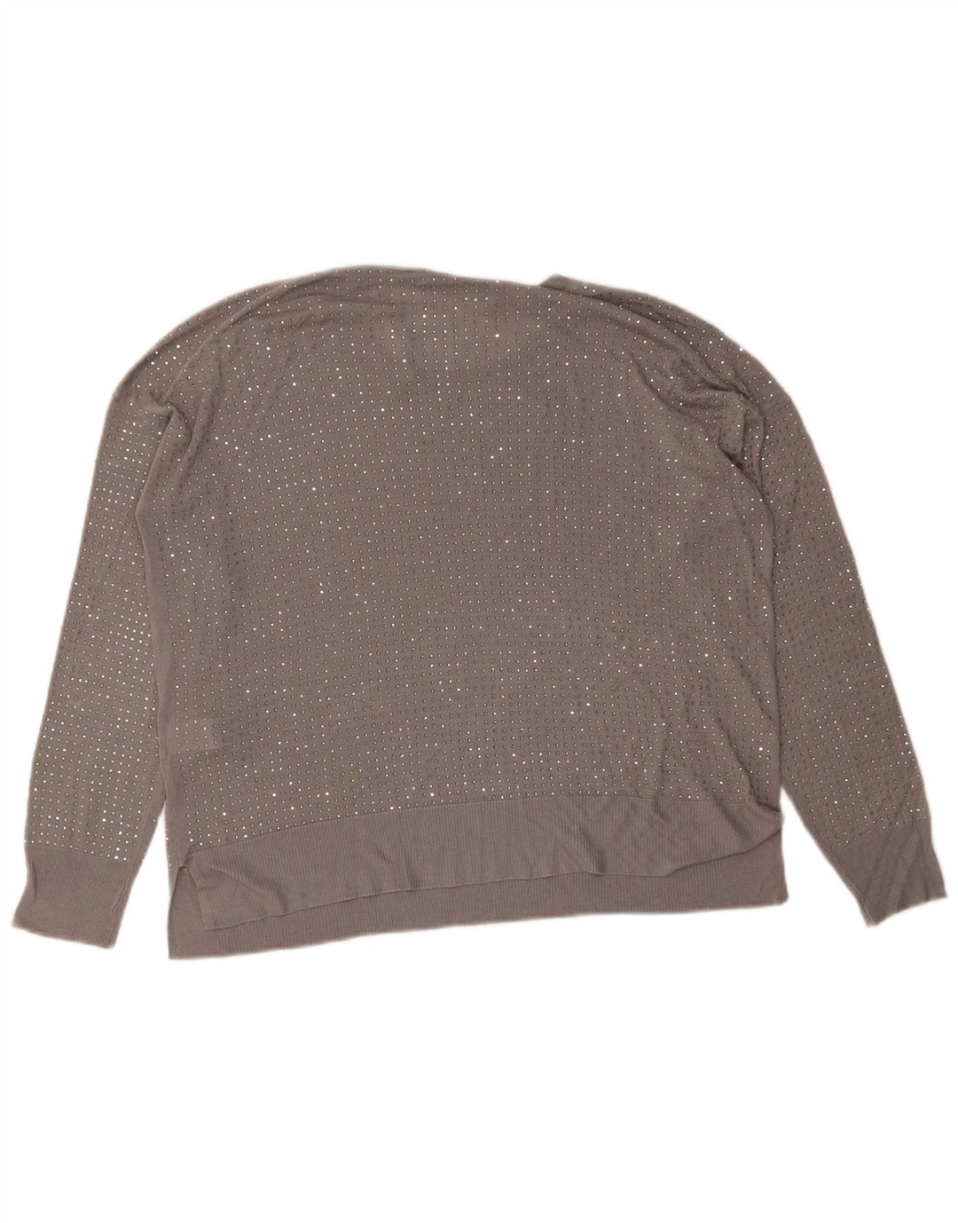 Top Blusa Donna Zara UK 14 Viscosa Maculata Grigio Medio
