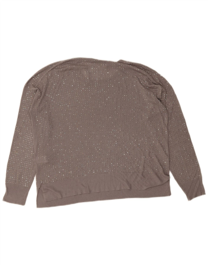Top Blusa Donna Zara UK 14 Viscosa Maculata Grigio Medio