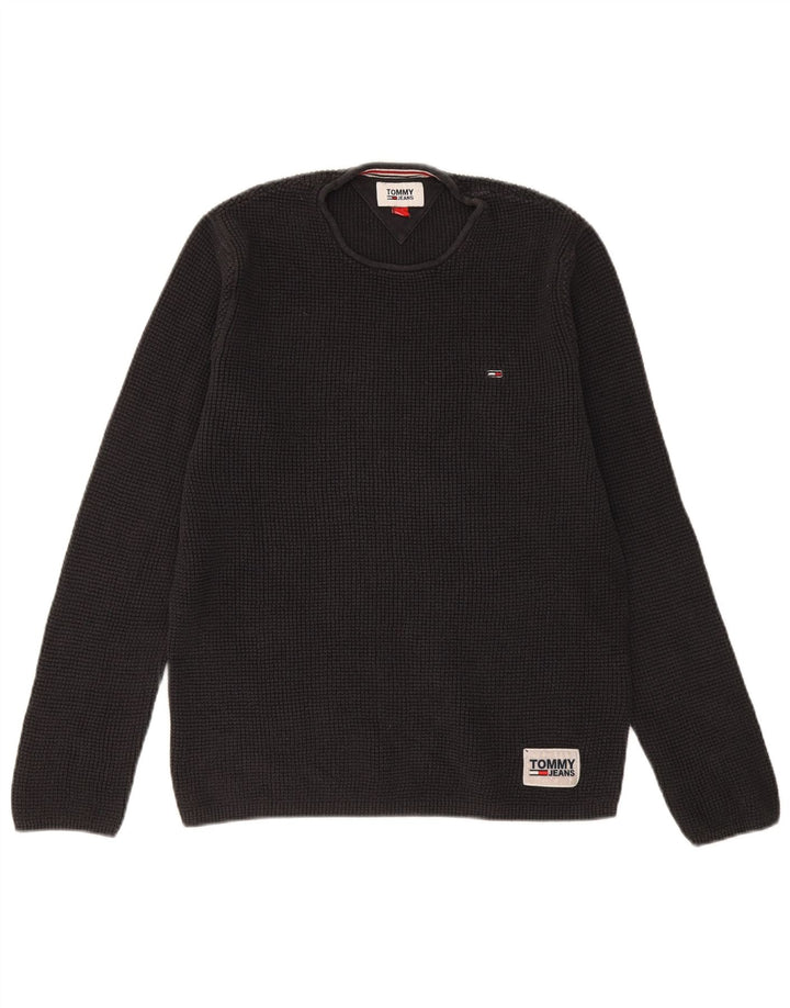 TOMMY HILFIGER Mens Crew Neck Jumper Sweater Small Navy Blue Cotton