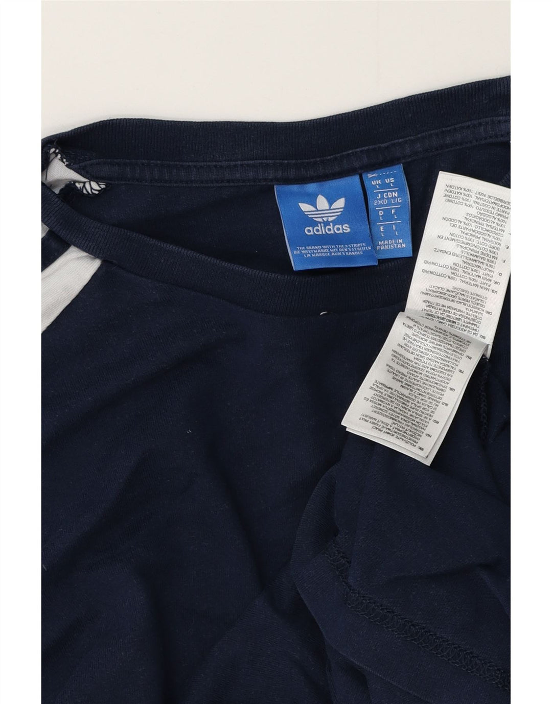 ADIDAS Top grafico da uomo a maniche lunghe grande in cotone color block blu navy