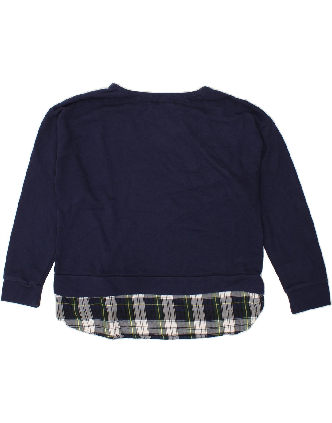 IZOD Womens Sweatshirt Jumper UK 18 XL Navy Blue Check Cotton Vintage Izod and Second-Hand Izod from Messina Hembry 