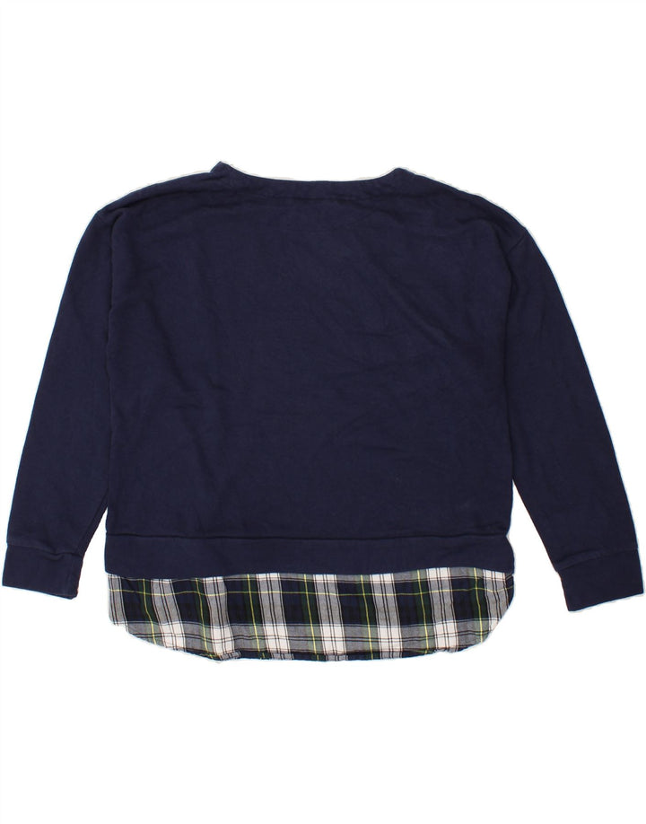 IZOD Womens Sweatshirt Jumper UK 18 XL Navy Blue Check Cotton Vintage Izod and Second-Hand Izod from Messina Hembry 