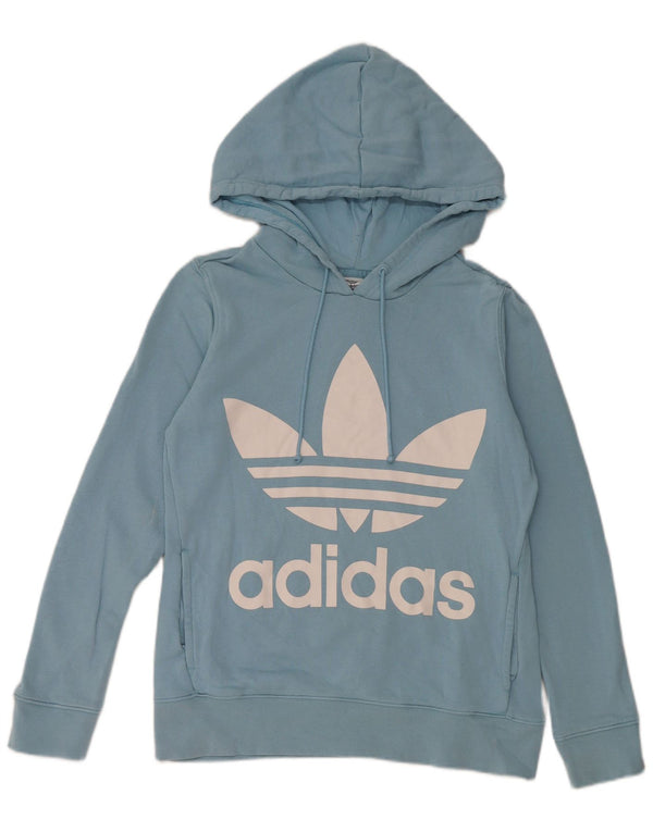 Felpa con cappuccio grafica da donna Adidas UK 8 Small in cotone blu