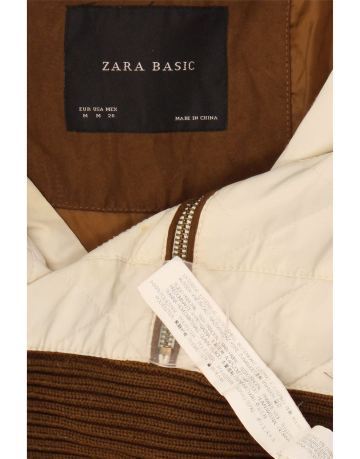 Gilet trapuntato da donna Zara UK 12 poliestere color block medio bianco sporco