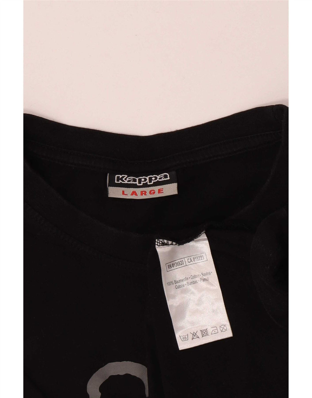 T-shirt grafica da uomo Kappa Top grande in cotone nero