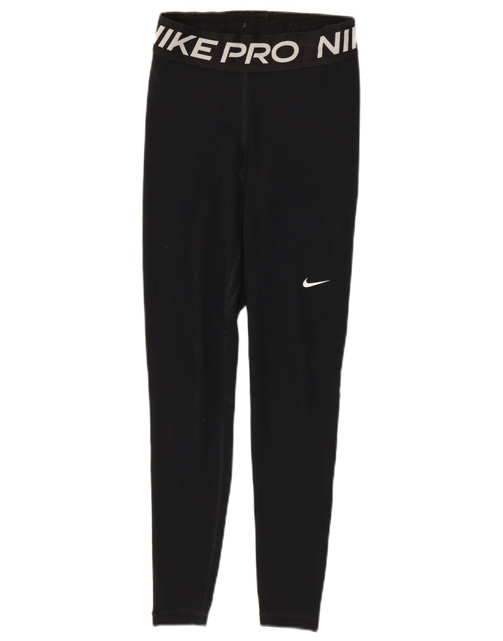 Leggings grafici Nike Dri Fit da donna UK 4 XS poliestere nero