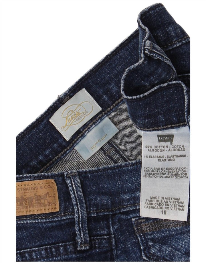 Levi's Donna 515 Capri Jeans US 10 Large W32 L20 Cotone Blu Navy