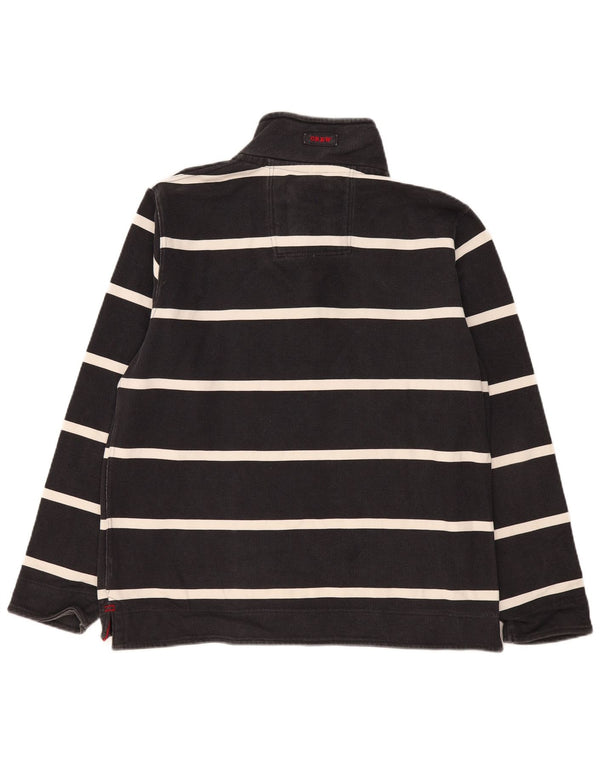 Crew Clothing Felpa da uomo con collo con zip, maglione grande, cotone a righe nere