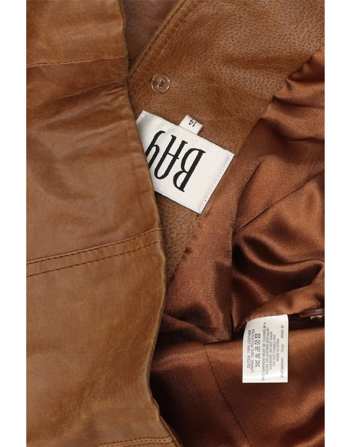 Giacca blazer in pelle da donna a 3 bottoni Bay UK 14 grande in pelle marrone