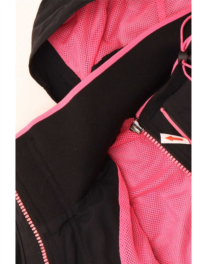 Giacca antipioggia da donna con cappuccio Superdry UK 14 grande nylon nero