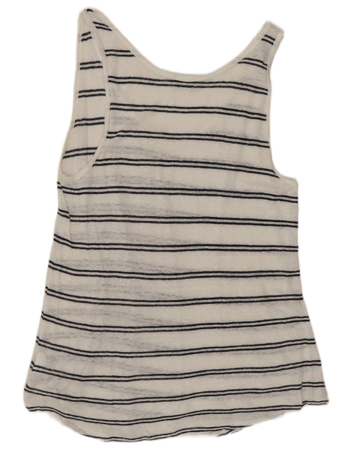 Camicetta senza maniche da donna Benetton Top UK 18 XL Lino a righe bianche