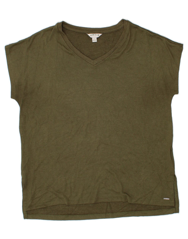 ORVIS Womens T-Shirt Top UK 16 Large Khaki Polyester