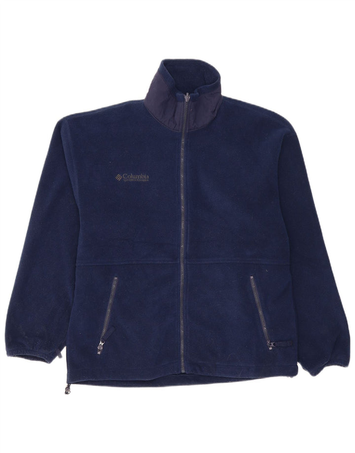 Giacca in pile Columbia da uomo vestibilità ampia UK 36 Small poliestere blu navy