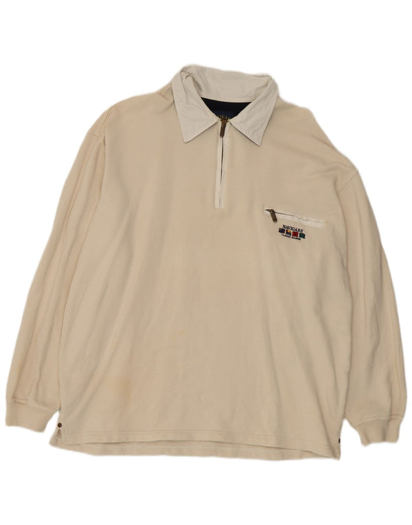 Polo da rugby da uomo a maniche lunghe Navigare XL in cotone beige