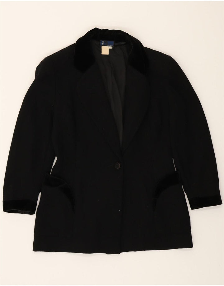 MILA SCHON Womens 1 Button Blazer Jacket IT 42 Medium Black Vintage Mila Schon and Second-Hand Mila Schon from Messina Hembry 