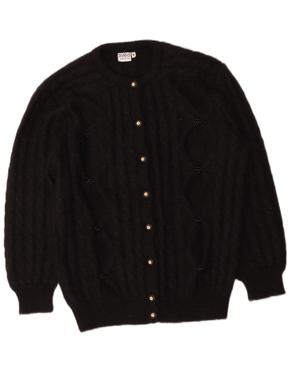 Vintage Womens Cardigan Sweater UK 14 Medium Black Mohair
