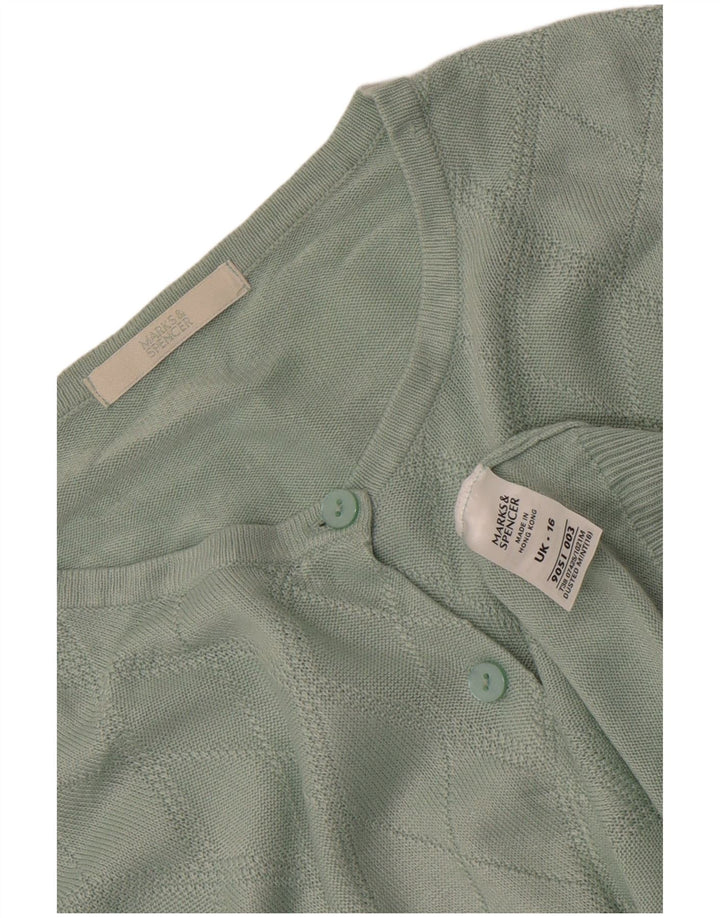 Maglione cardigan da donna Marks & Spencer UK 16 Large Green Argyle/Diamond