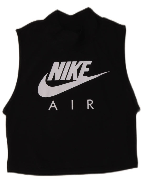 Nike Womens Crop Graphic Vest Top UK 10 Small Black Cotton