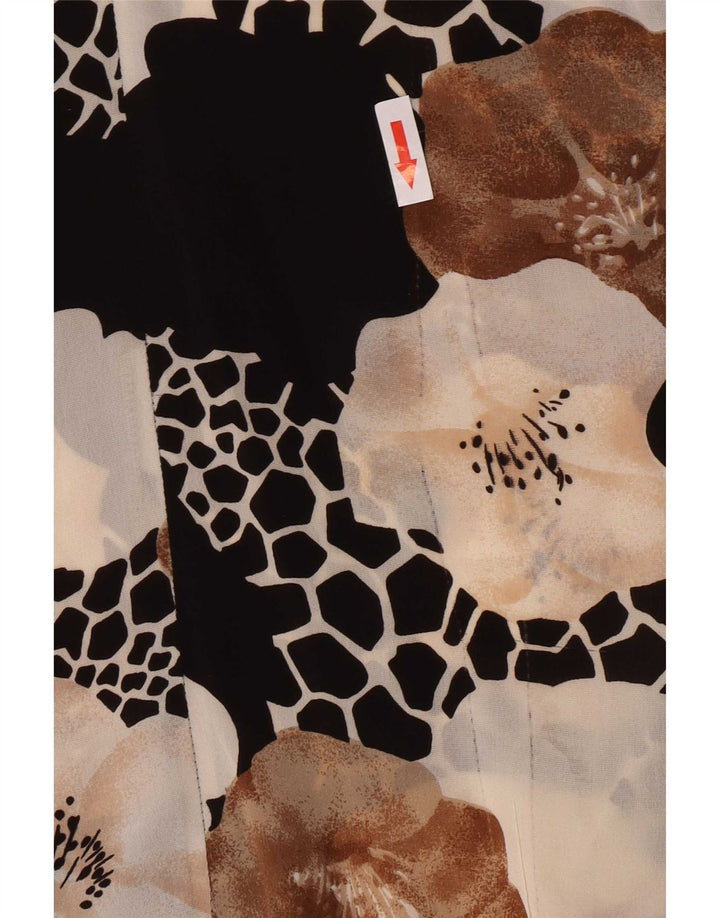 Camicetta da donna vintage trasparente con camicia IT 46 grande motivo floreale multicolore