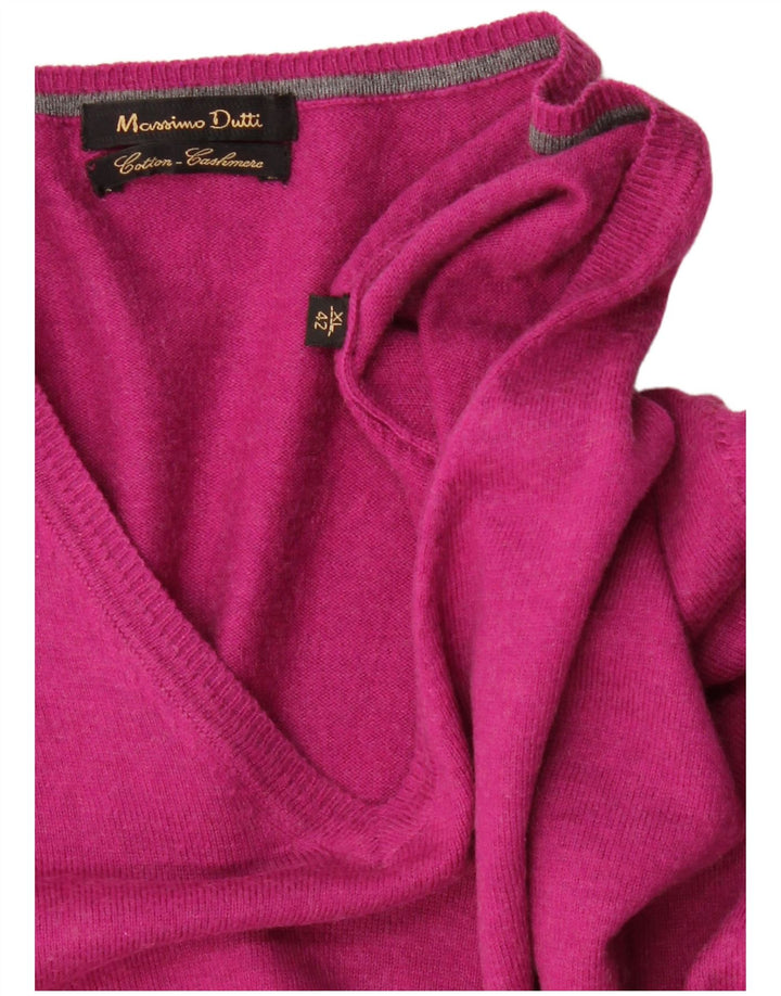 MASSIMO DUTTI Maglione da uomo con scollo a V XL in cotone viola