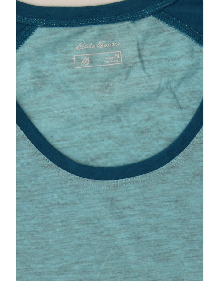 EDDIE BAUER Womens T-Shirt Top UK 12 Medium Blue Colourblock Polyester Vintage Eddie Bauer and Second-Hand Eddie Bauer from Messina Hembry 