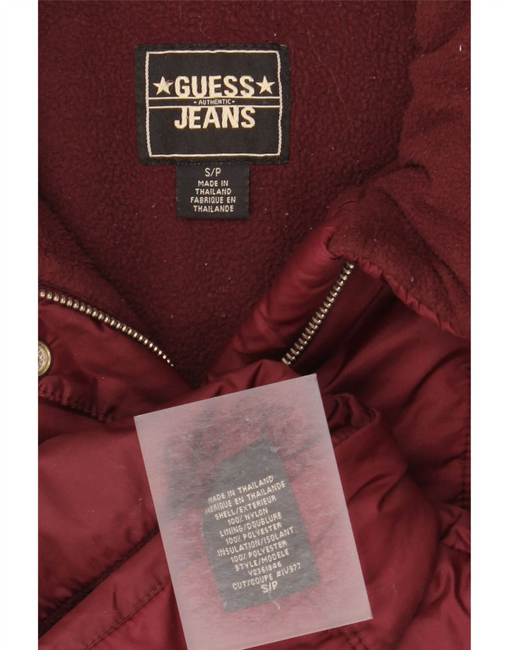 Giacca imbottita da donna Guess UK 10 piccola in nylon bordeaux