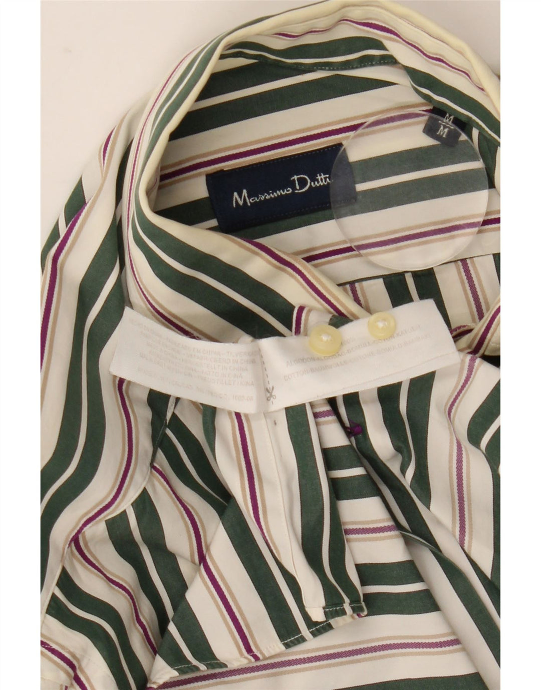 Camicia Uomo Massimo Dutti Cotone Rigato Verde Medio