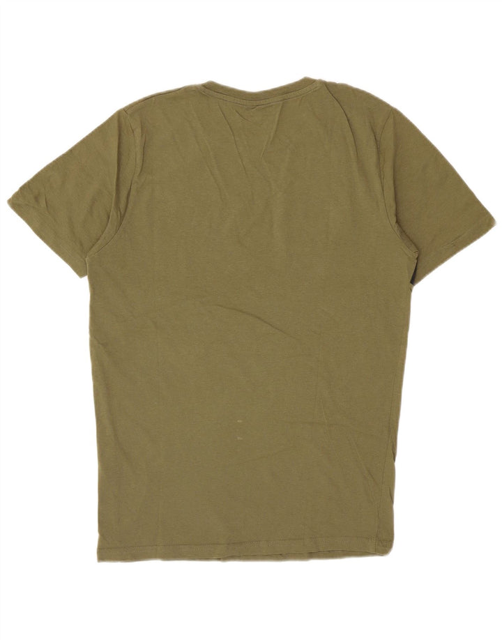 JACK & JONES Mens Core Graphic T-Shirt Top Medium Khaki Pinstripe Cotton