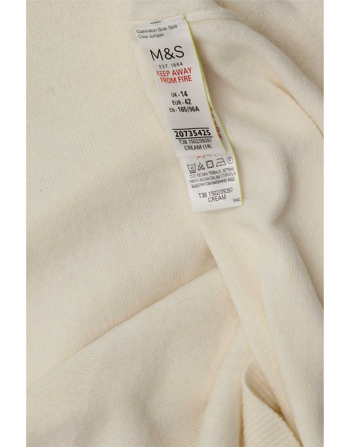 Maglione maglione girocollo da donna Marks & Spencer UK 14 medio bianco sporco