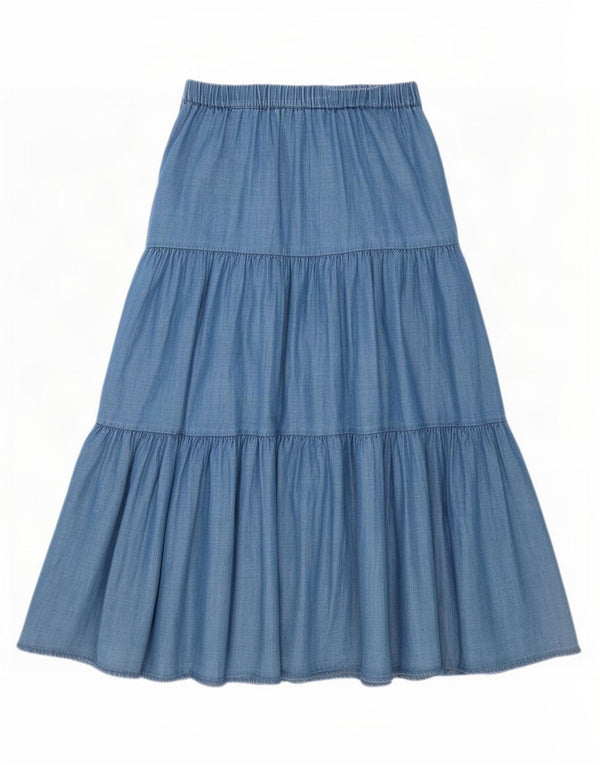 Gonna a strati in denim da donna Marks & Spencer UK 14 grande W34 cotone blu