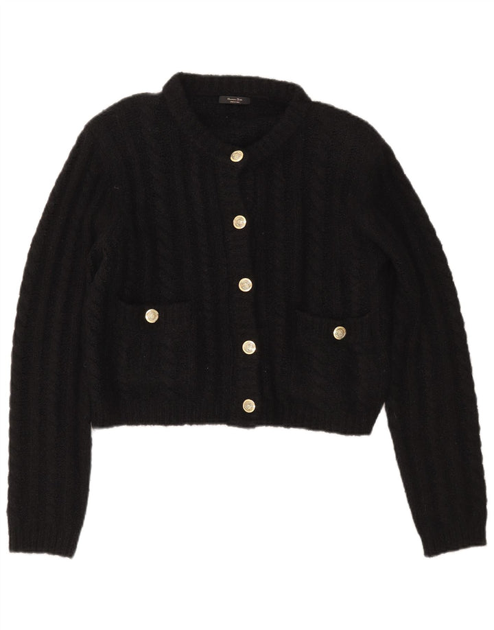Massimo Dutti Maglione cardigan oversize corto da donna UK 10 piccolo nero