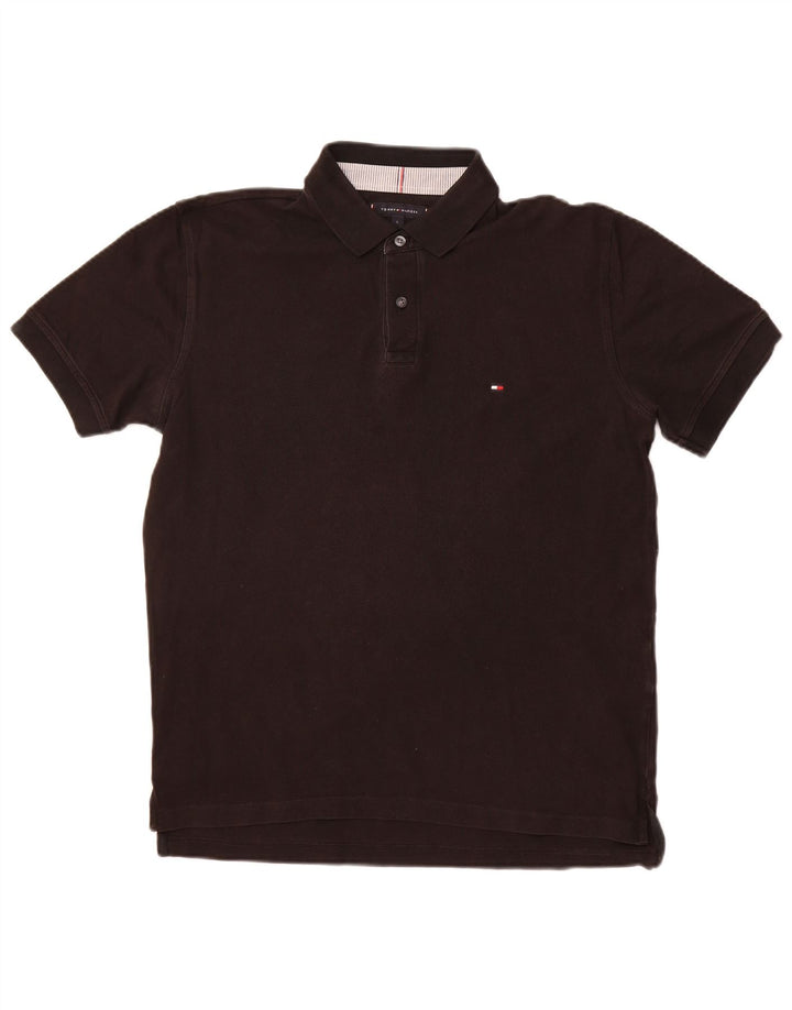 TOMMY HILFIGER Polo da uomo grande in cotone nero