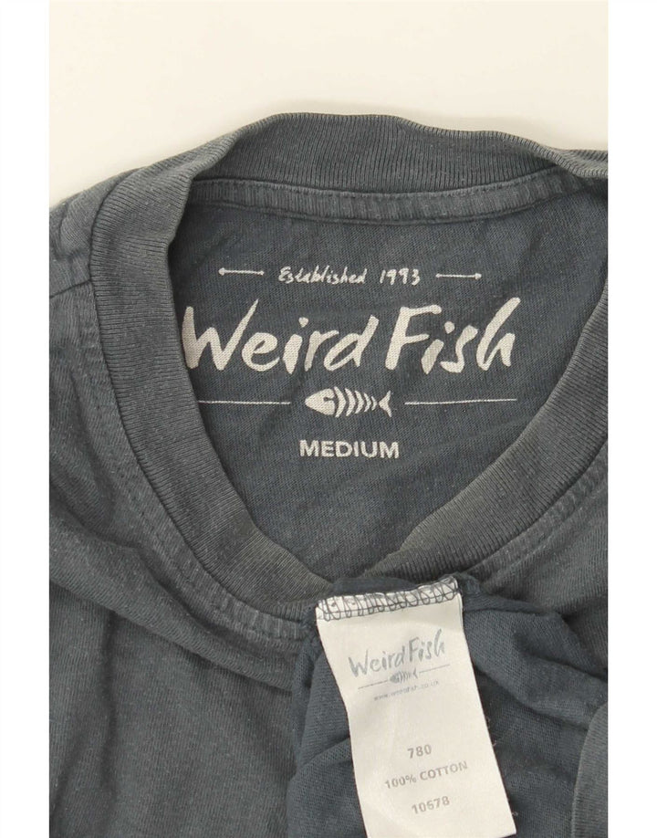 T-shirt grafica da uomo Weird Fish Top in cotone grigio medio